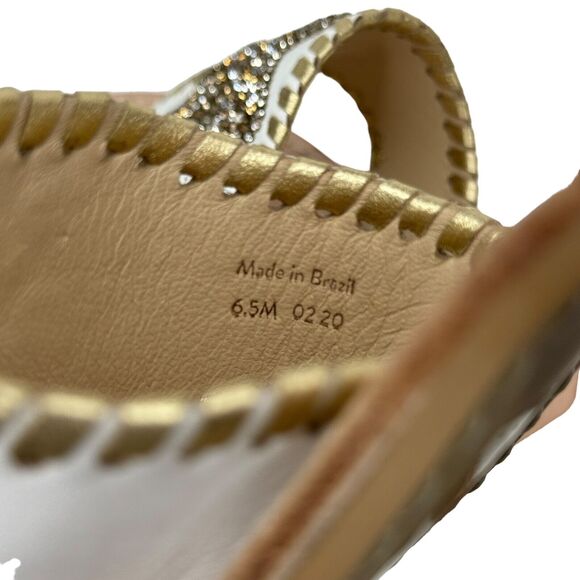 Jack Rogers Women’s White Gold Thong Sandal 6.5 Sparkle Bow Rhinestone Fancy NEW - Picture 8 of 11